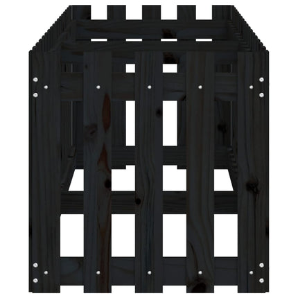 højbed med stakitdesign 200x50x50 cm massivt fyrretræ sort
