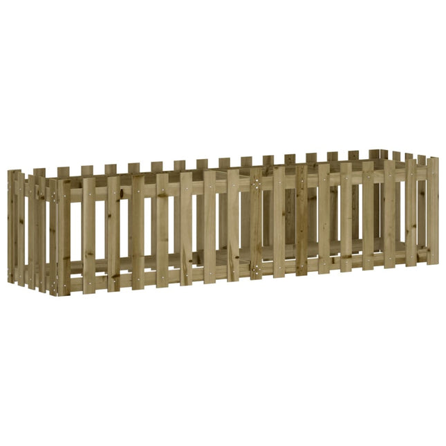 højbed med stakitdesign 200x50x50 cm imprægneret fyrretræ