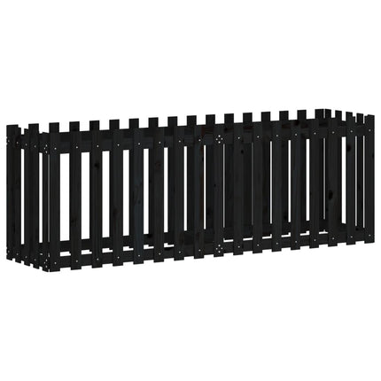 højbed med stakitdesign 200x50x70 cm massivt fyrretræ sort