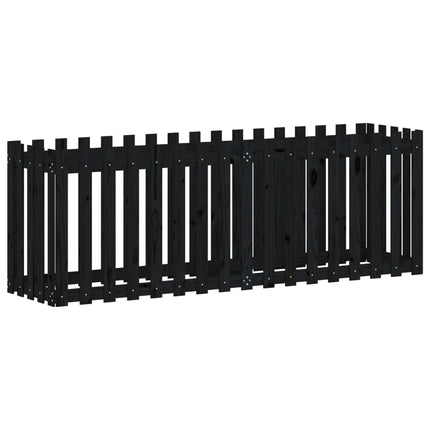 højbed med stakitdesign 200x50x70 cm massivt fyrretræ sort