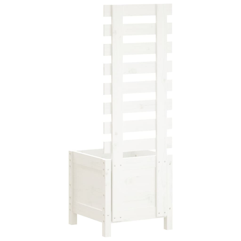 plantekasse med stativ 39x39,5x114 cm massivt fyrretræ hvid