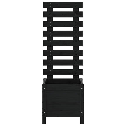 plantekasse med stativ 39x39,5x114 cm massivt fyrretræ sort