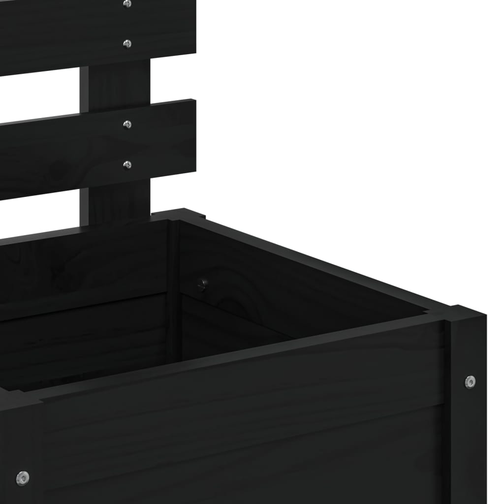 plantekasse med stativ 39x39,5x114 cm massivt fyrretræ sort