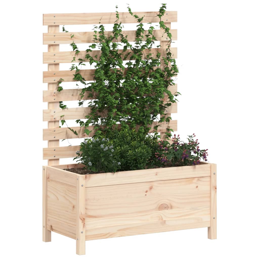 plantekasse med stativ 79x39,5x114 cm massivt fyrretræ