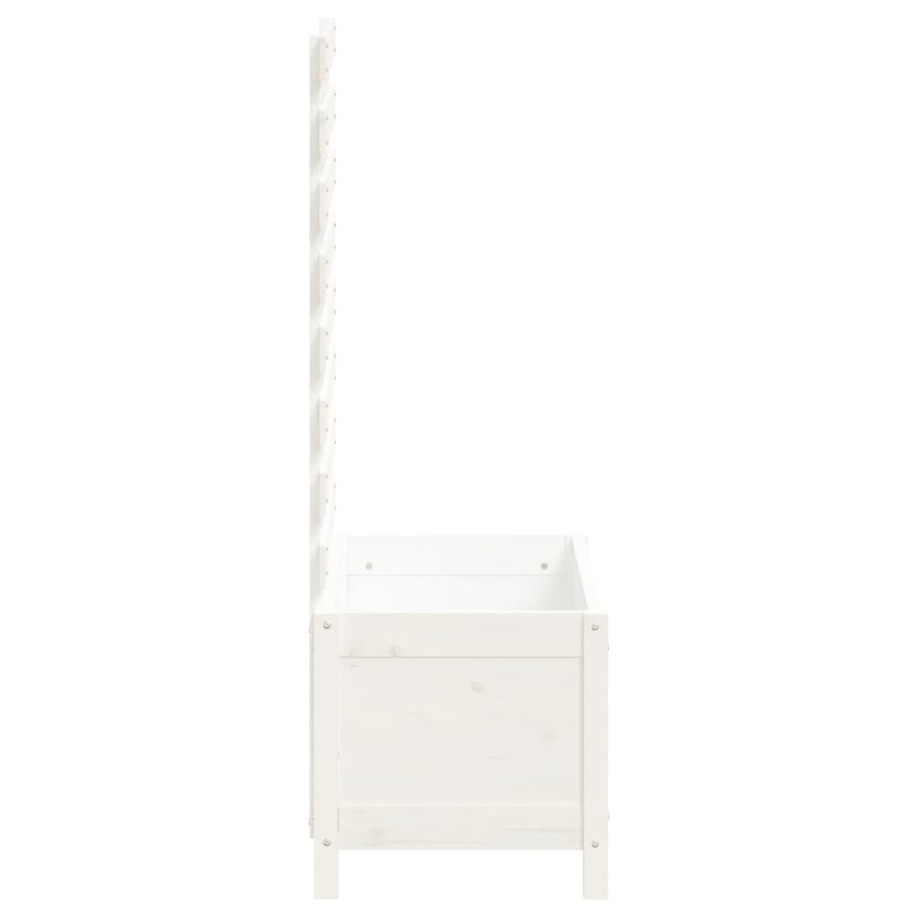 plantekasse med stativ 79x39,5x114 cm massivt fyrretræ hvid