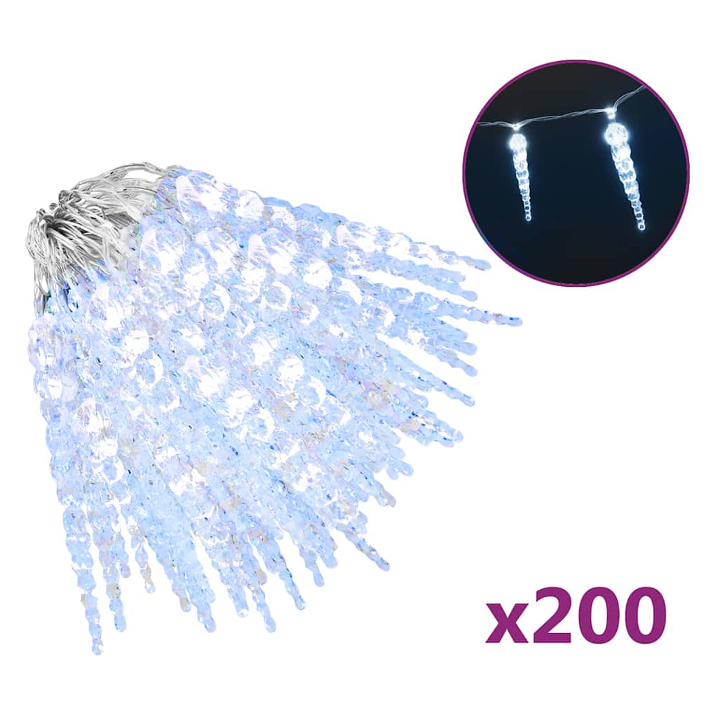 jule-istaplys 200 LED'er kold hvid 20 m akryl PVC