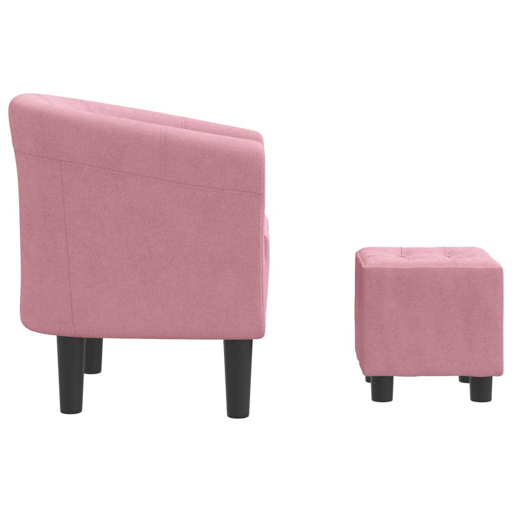 lænestol med fodskammel velour pink