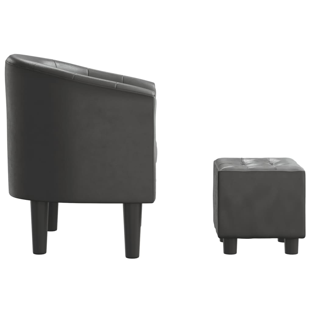 lænestol med fodskammel kunstlæder grå