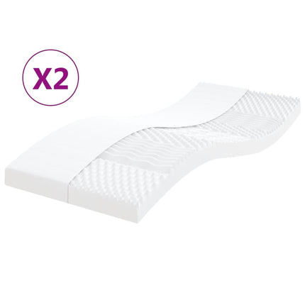 skummadrasser 2 stk. 90x200 cm 7 zoner hårdhed 20 ILD hvid