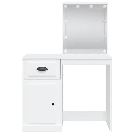 makeupbord med LED-lys 90x42x132,5 cm hvid