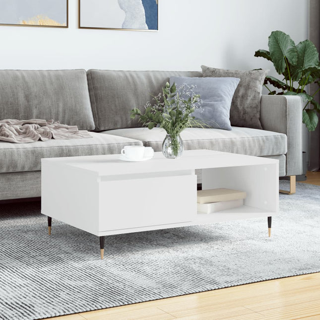 sofabord 90x60x35 cm konstrueret træ hvid