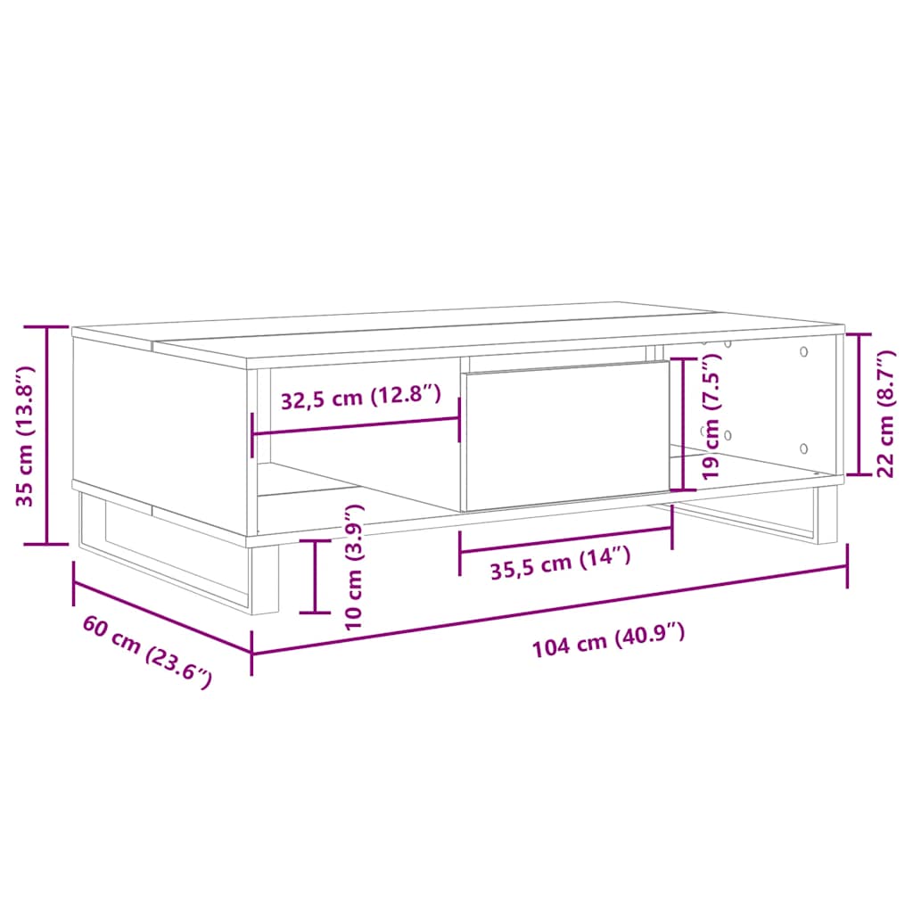 sofabord 104x60x35 cm konstrueret træ sonoma-eg