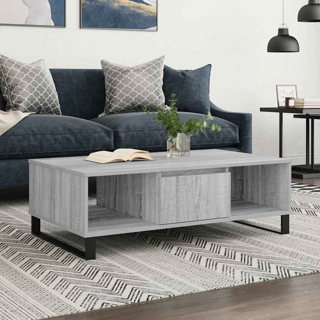 sofabord 104x60x35 cm konstrueret træ grå sonoma-eg