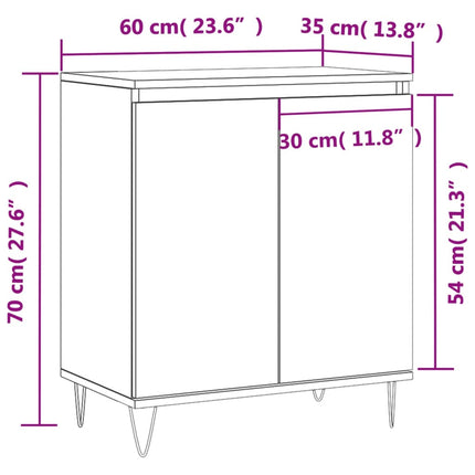 skænk 60x35x70 cm konstrueret træ hvid