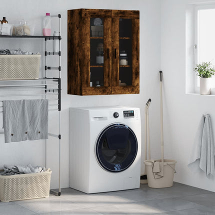 væghængt skab 69,5x34x90 cm konstrueret træ røget sonoma-eg