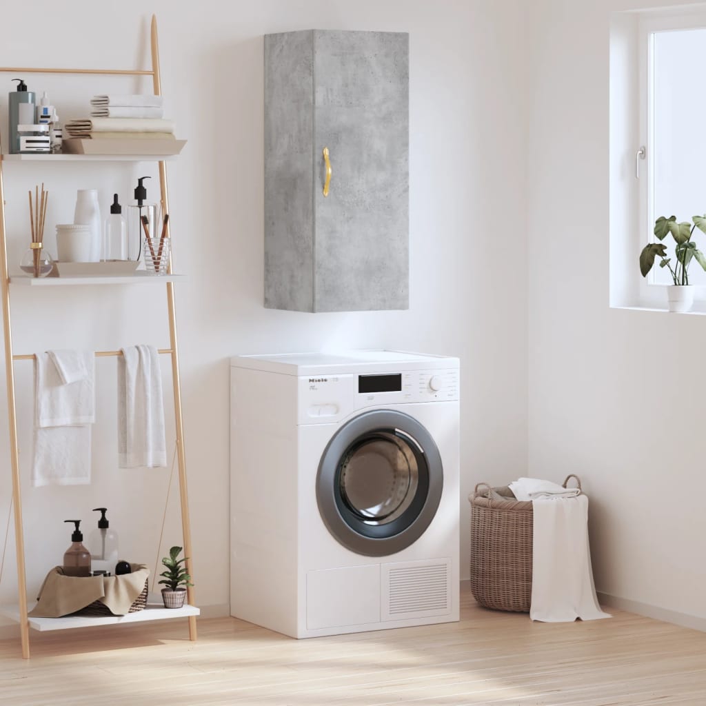 vægskab 34,5x34x90 cm konstrueret træ betongrå