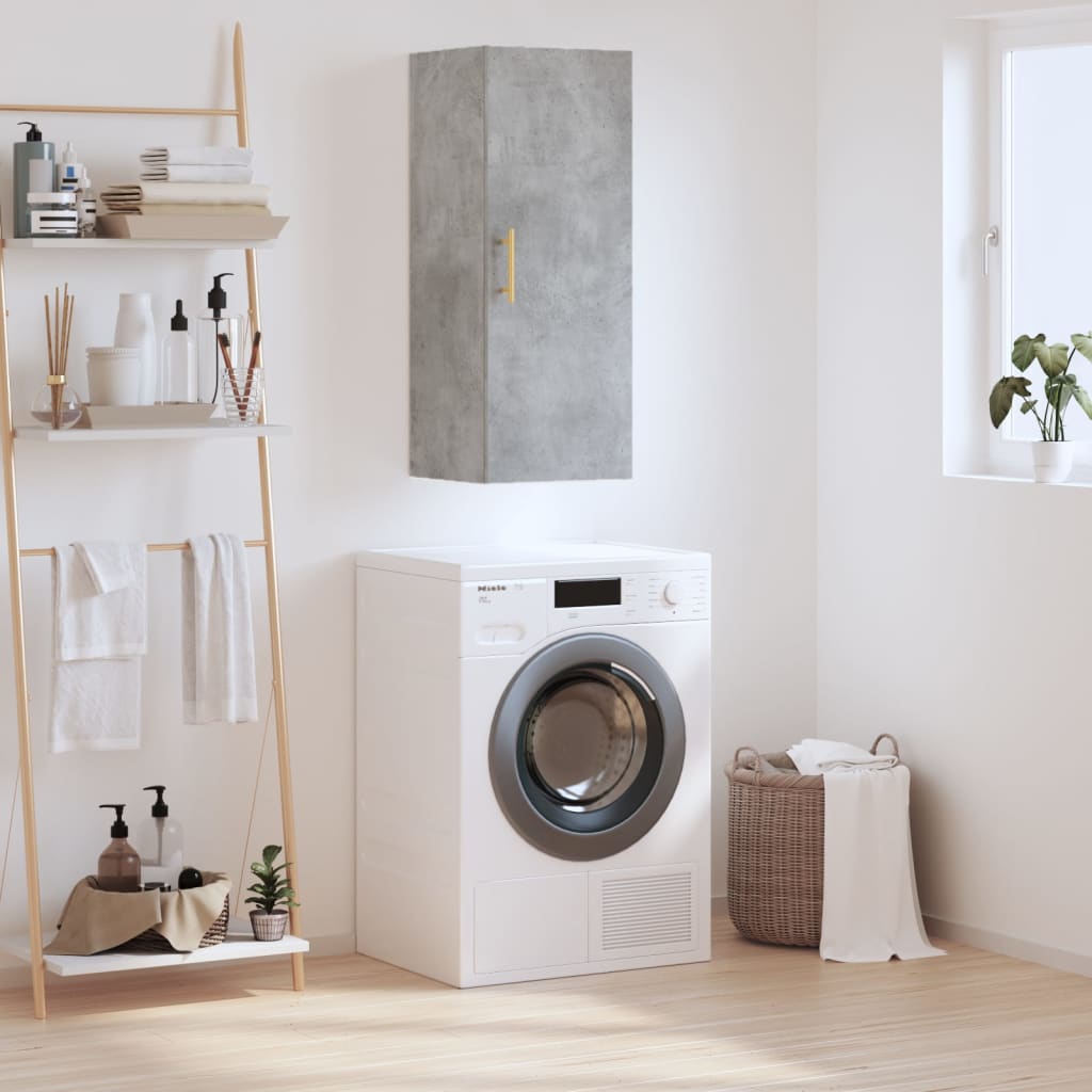 vægskab 34,5x34x90 cm konstrueret træ betongrå