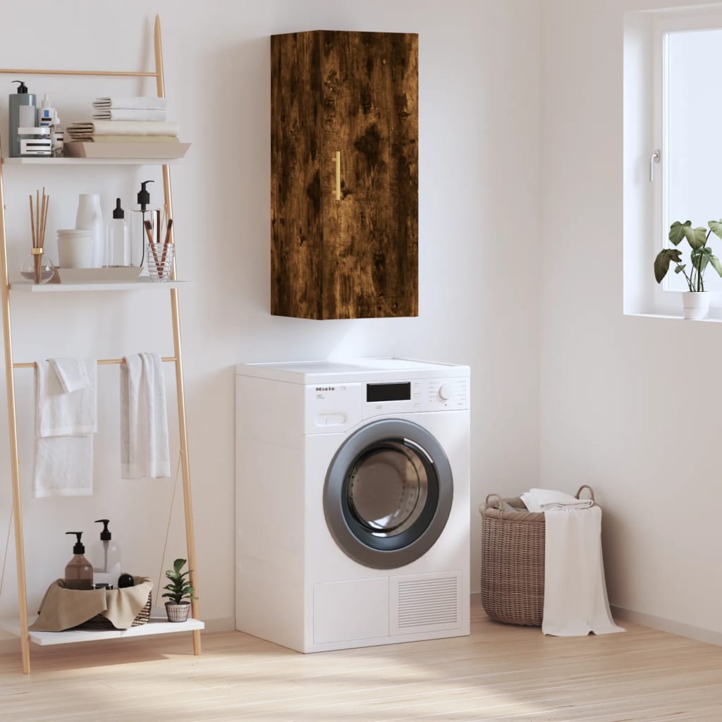 vægskab 34,5x34x90 cm røget egetræsfarve