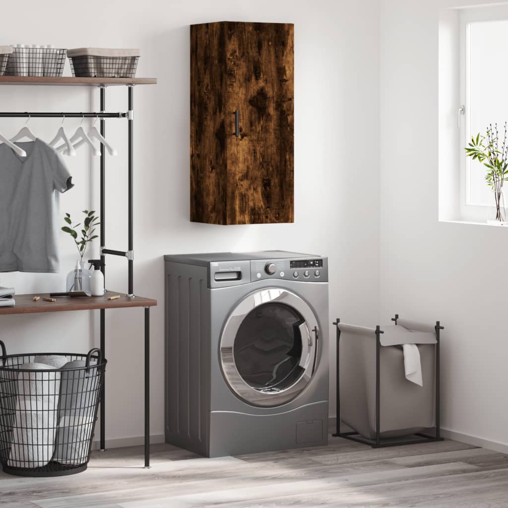 vægskab 34,5x34x90 cm røget egetræsfarve