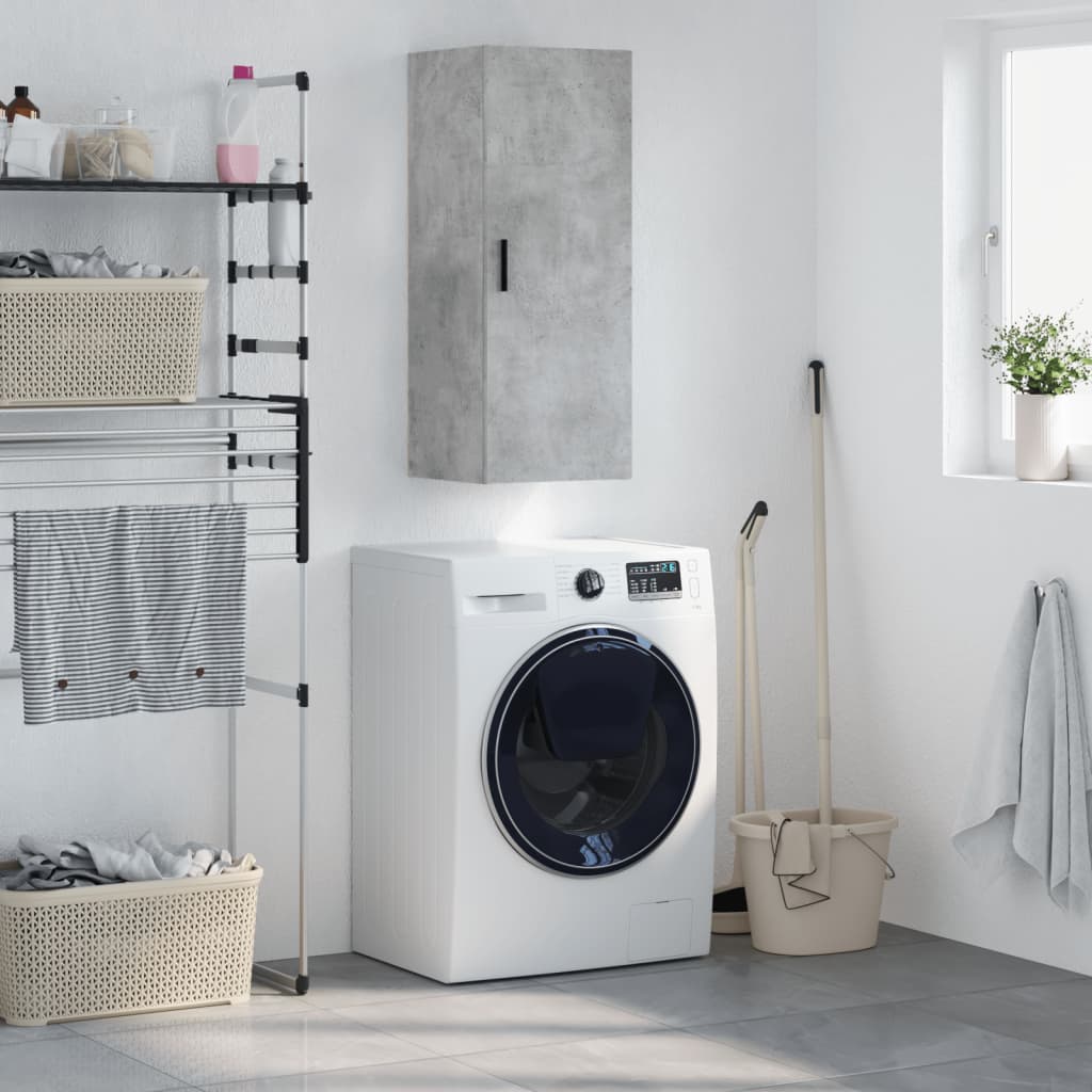 vægskab 34,5x34x90 cm konstrueret træ betongrå