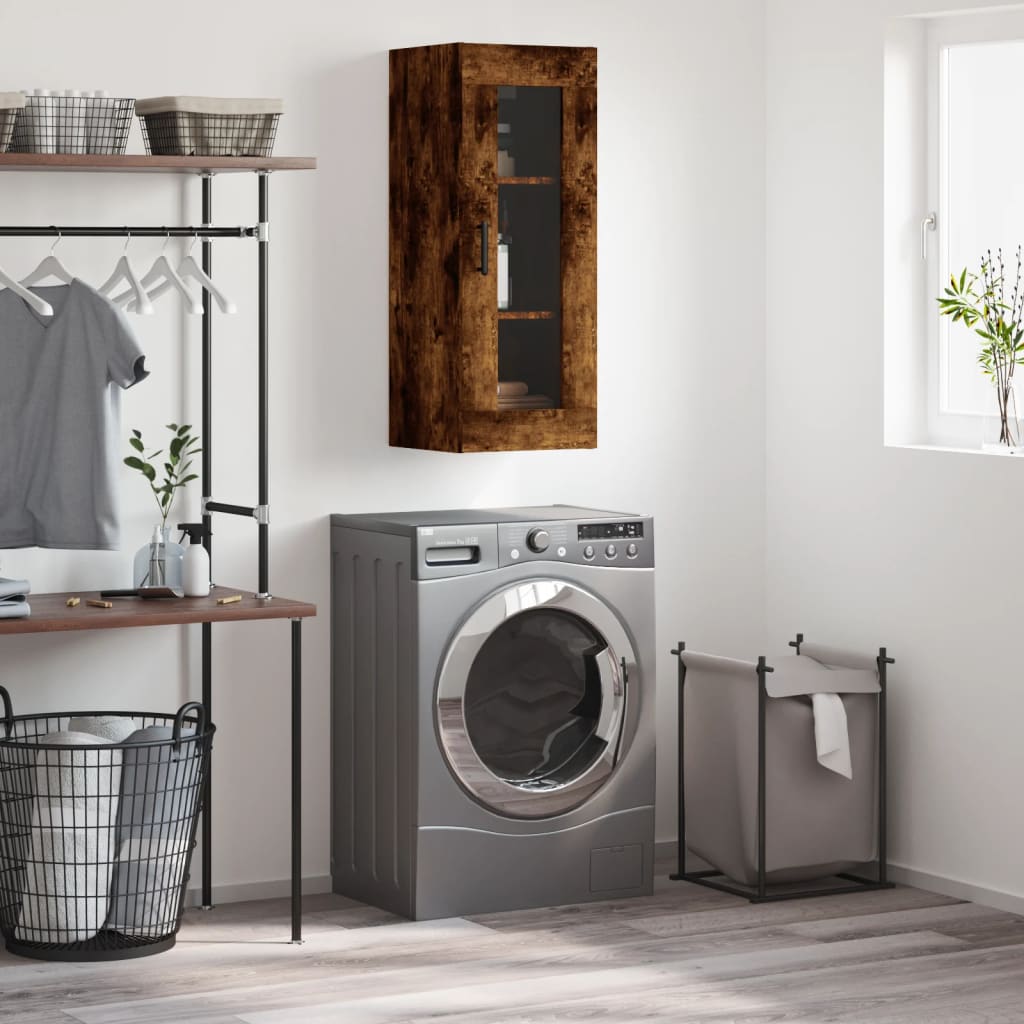 vægskab 34,5x34x90 cm røget egetræsfarve