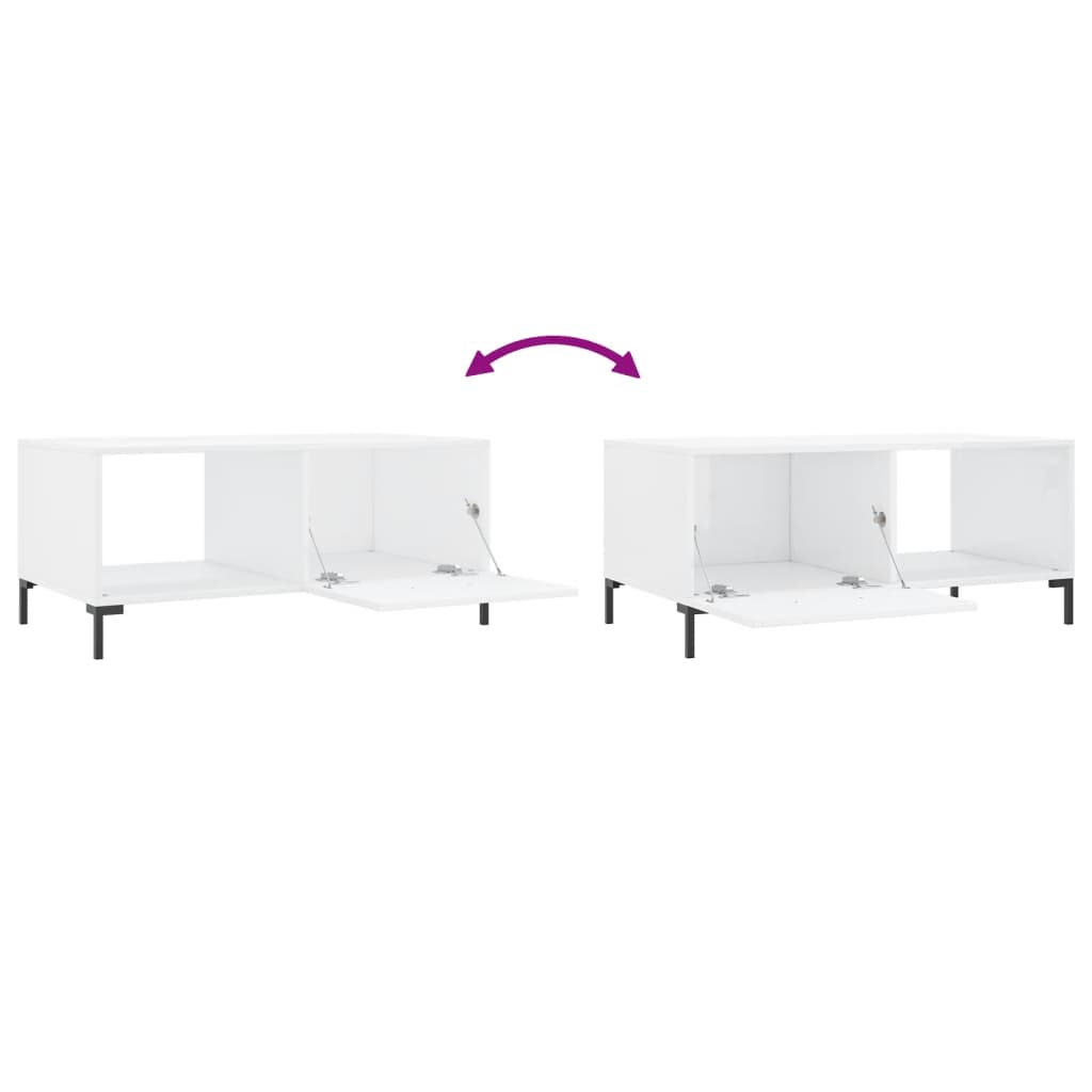 sofabord 90x50x40 cm konstrueret træ hvid højglans