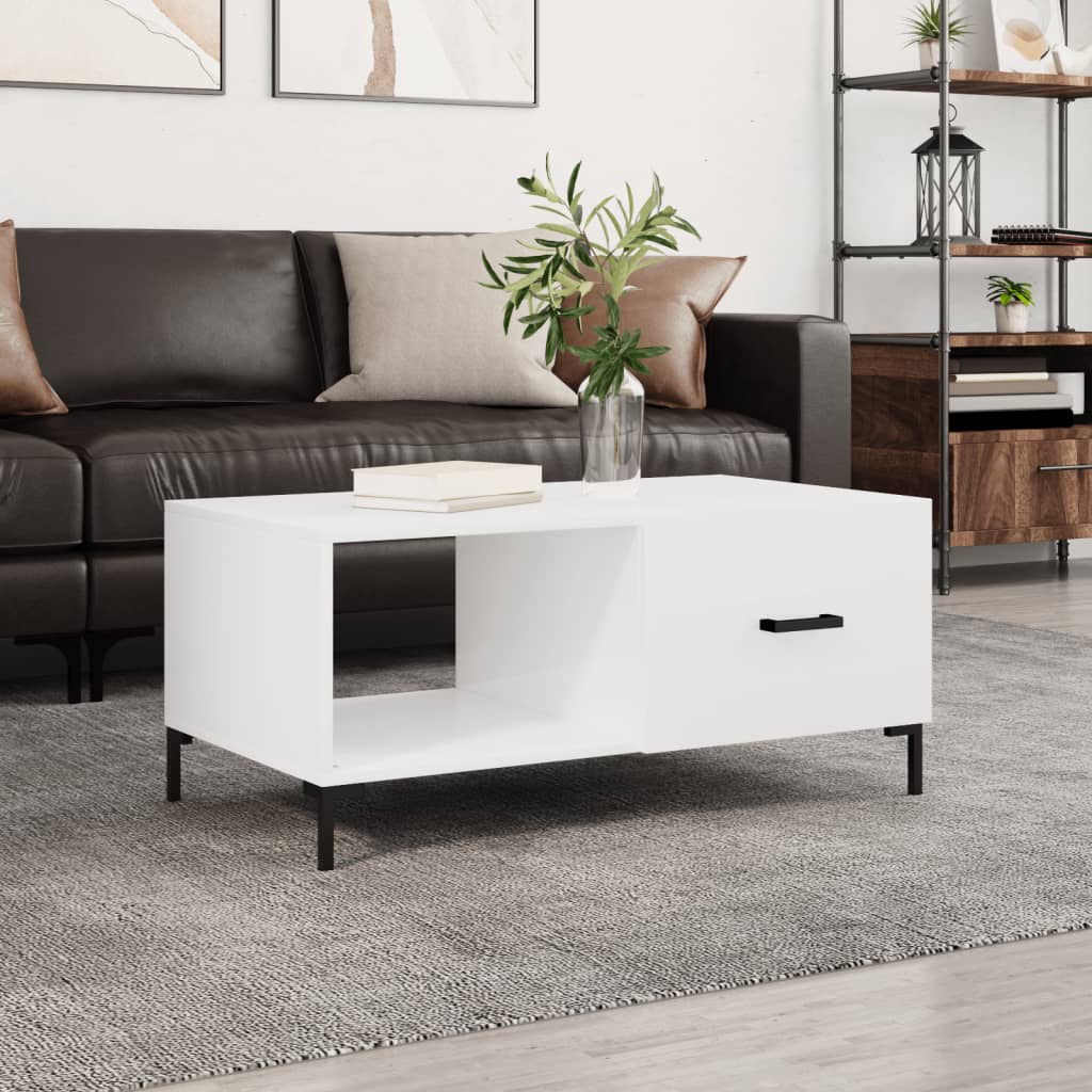sofabord 90x50x40 cm konstrueret træ hvid højglans