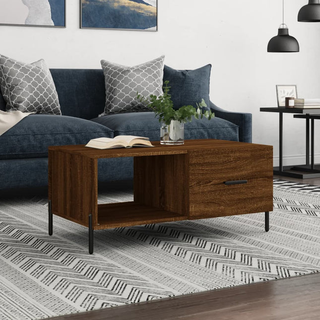 sofabord 90x50x40 cm konstrueret træ brun egetræsfarve
