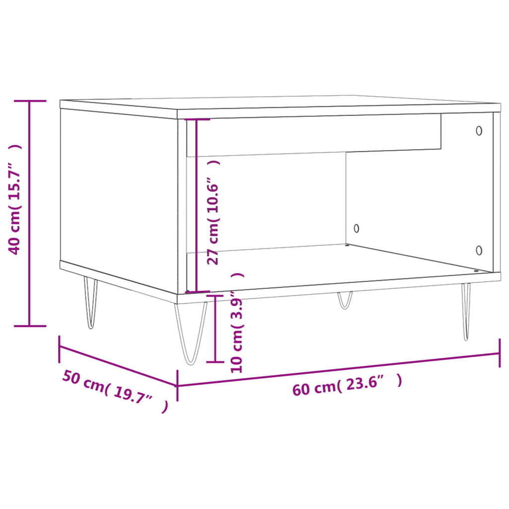 sofabord 60x50x40 cm konstrueret træ sonoma-eg
