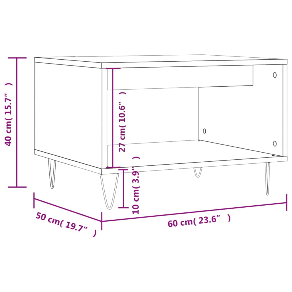sofabord 60x50x40 cm konstrueret træ betongrå