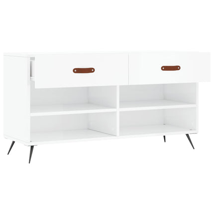 skobænk 102x35x55 cm konstrueret træ hvid højglans
