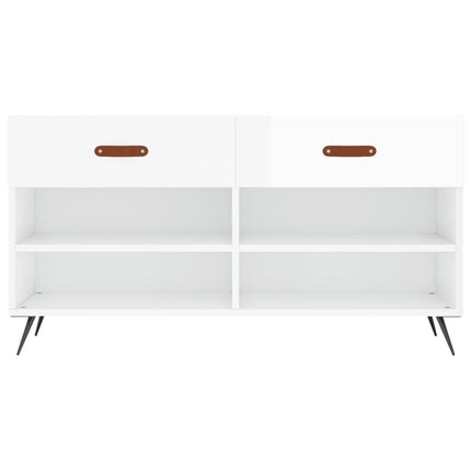 skobænk 102x35x55 cm konstrueret træ hvid højglans