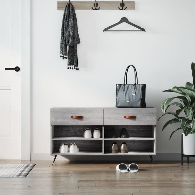 skobænk 102x35x55 cm konstrueret træ grå sonoma-eg