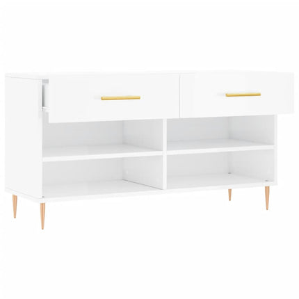 skobænk 102x35x55 cm konstrueret træ hvid højglans