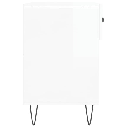 skobænk 102x35x55 cm konstrueret træ hvid højglans