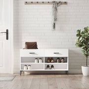 skobænk 102x35x55 cm konstrueret træ hvid højglans