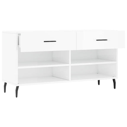 skobænk 102x35x55 cm konstrueret træ hvid højglans