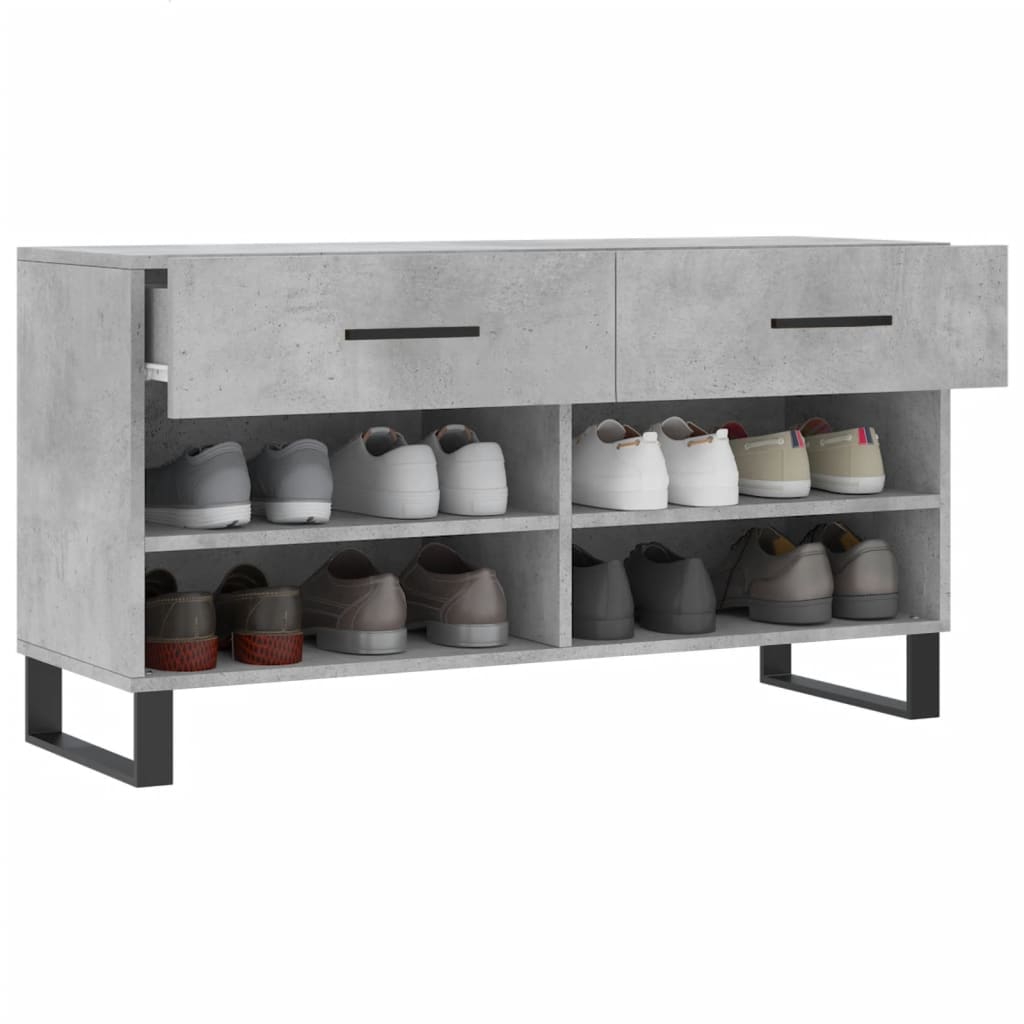 skobænk 102x35x55 cm konstrueret træ betongrå