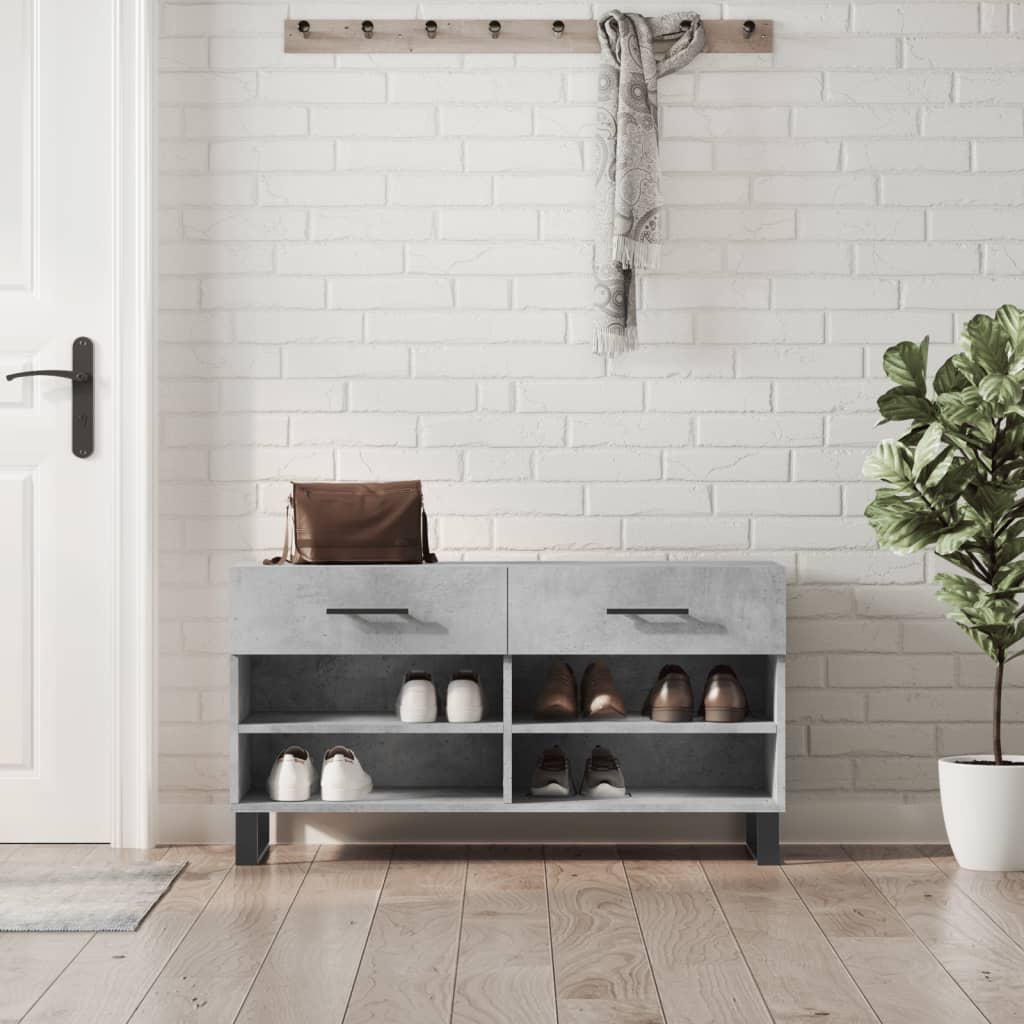 skobænk 102x35x55 cm konstrueret træ betongrå