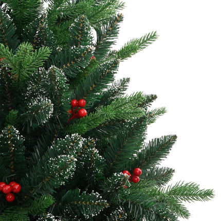 kunstigt juletræ med røde bær 150 cm hængslet