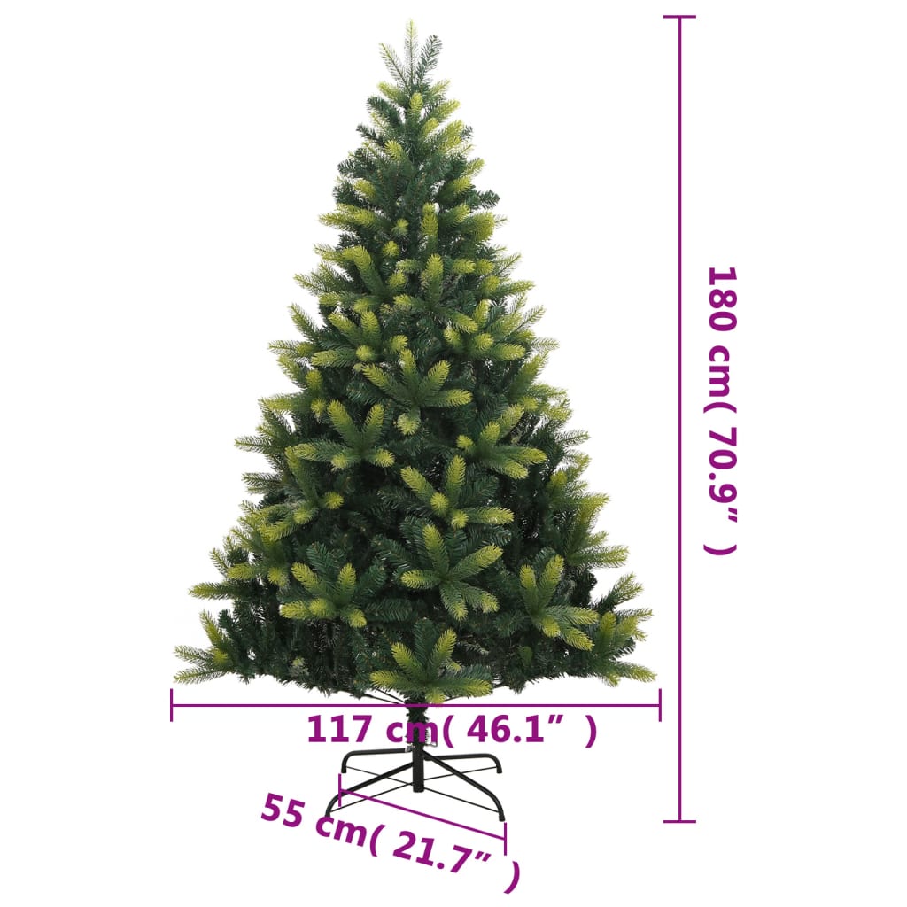 kunstigt juletræ med juletræsfod 180 cm hængslet