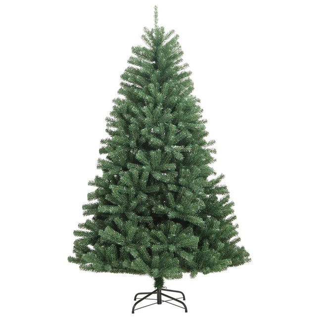 kunstigt juletræ med juletræsfod 150 cm hængslet grøn