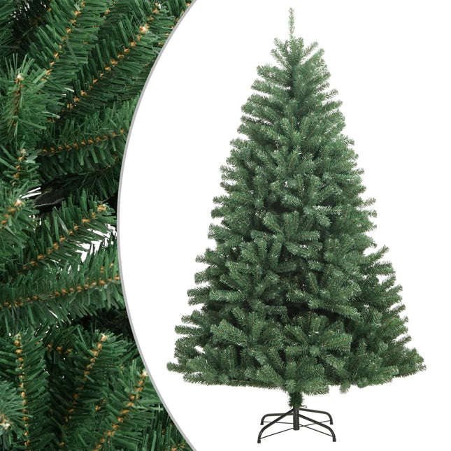 kunstigt juletræ med juletræsfod 210 cm hængslet grøn