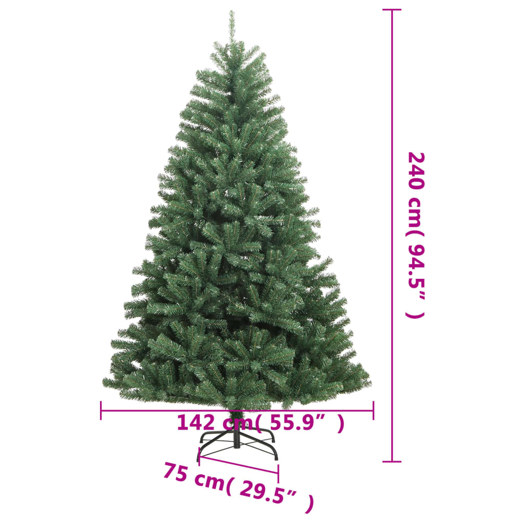 kunstigt juletræ med juletræsfod 240 cm hængslet grøn
