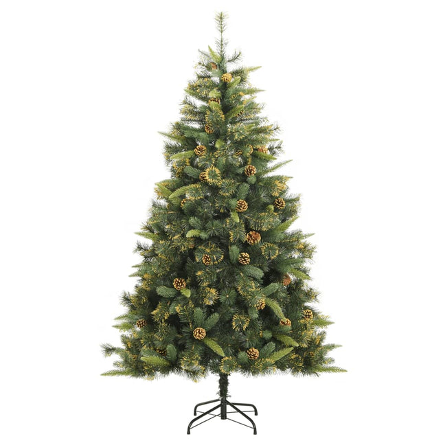 kunstigt juletræ med grankogler 240 cm hængslet