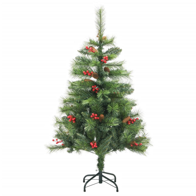 kunstigt juletræ med grankogler og bær 150 cm hængslet