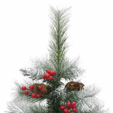 kunstigt juletræ med grankogler og bær 120 cm hængslet