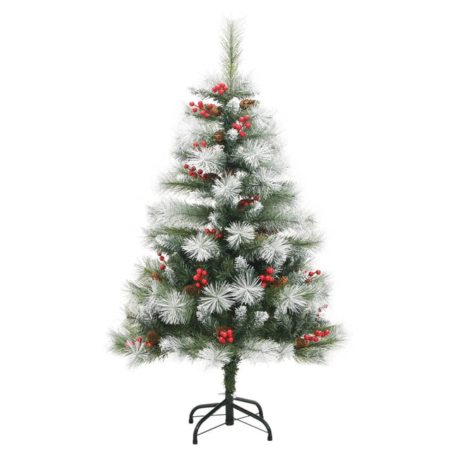 kunstigt juletræ med grankogler og bær 150 cm hængslet