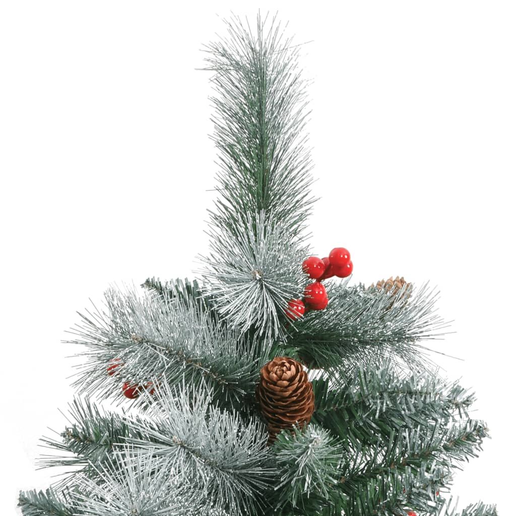 kunstigt juletræ med grankogler og bær 210 cm hængslet