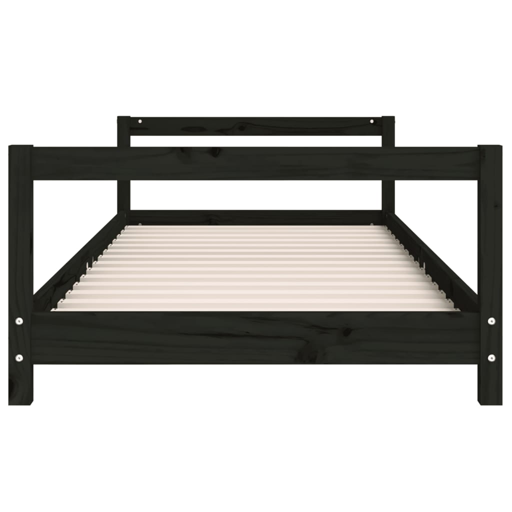 sengeramme til juniorseng 90x190 cm massivt fyrretræ sort